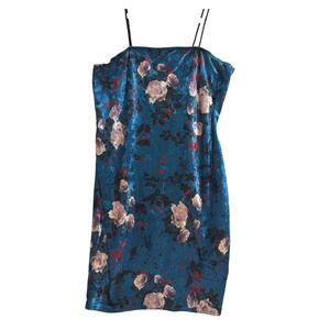 Blue Velvet Floral Bodycon Mini dress‎ sz OXL (us 12) Whimsigoth Fairy Cocktail